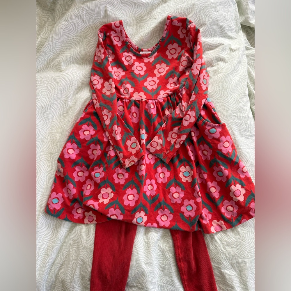 Hanna Andersson size 5 red long sleeve soft skater dress and matching leggings